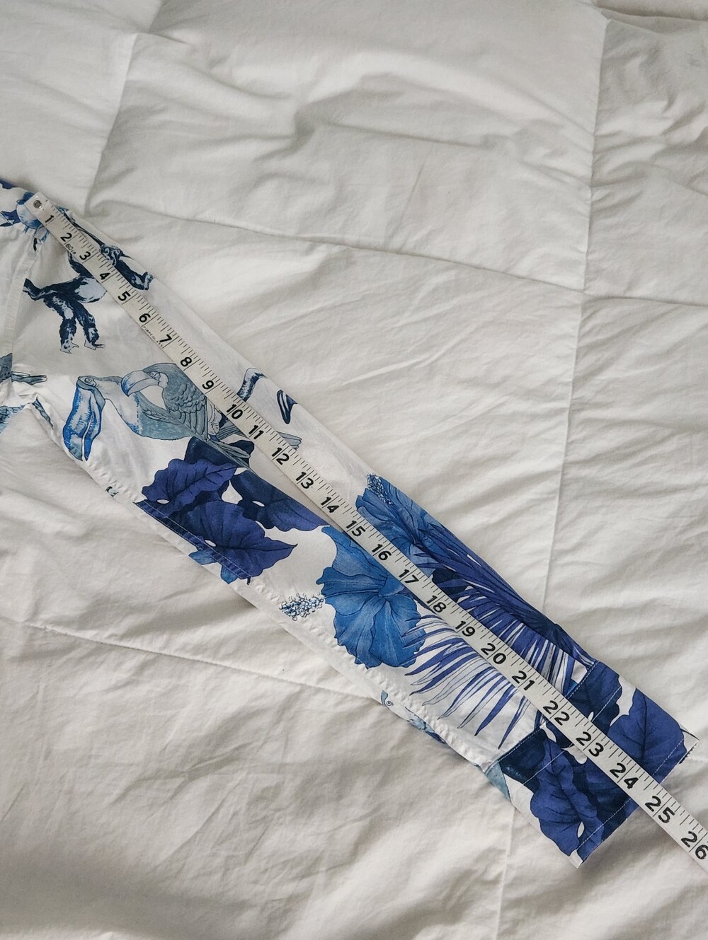 etro blouse Shirt Womens 44 Long Sleeve Tropical Print Blue White - Picture 7 of 7